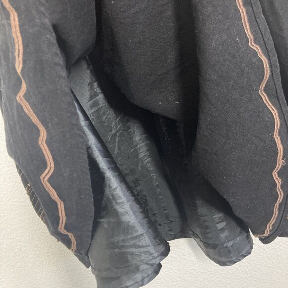 Carole Little Skirt Womens 14 Black Linen Rayon Midi Sequin Embroidered Lined - Picture 11 of 14